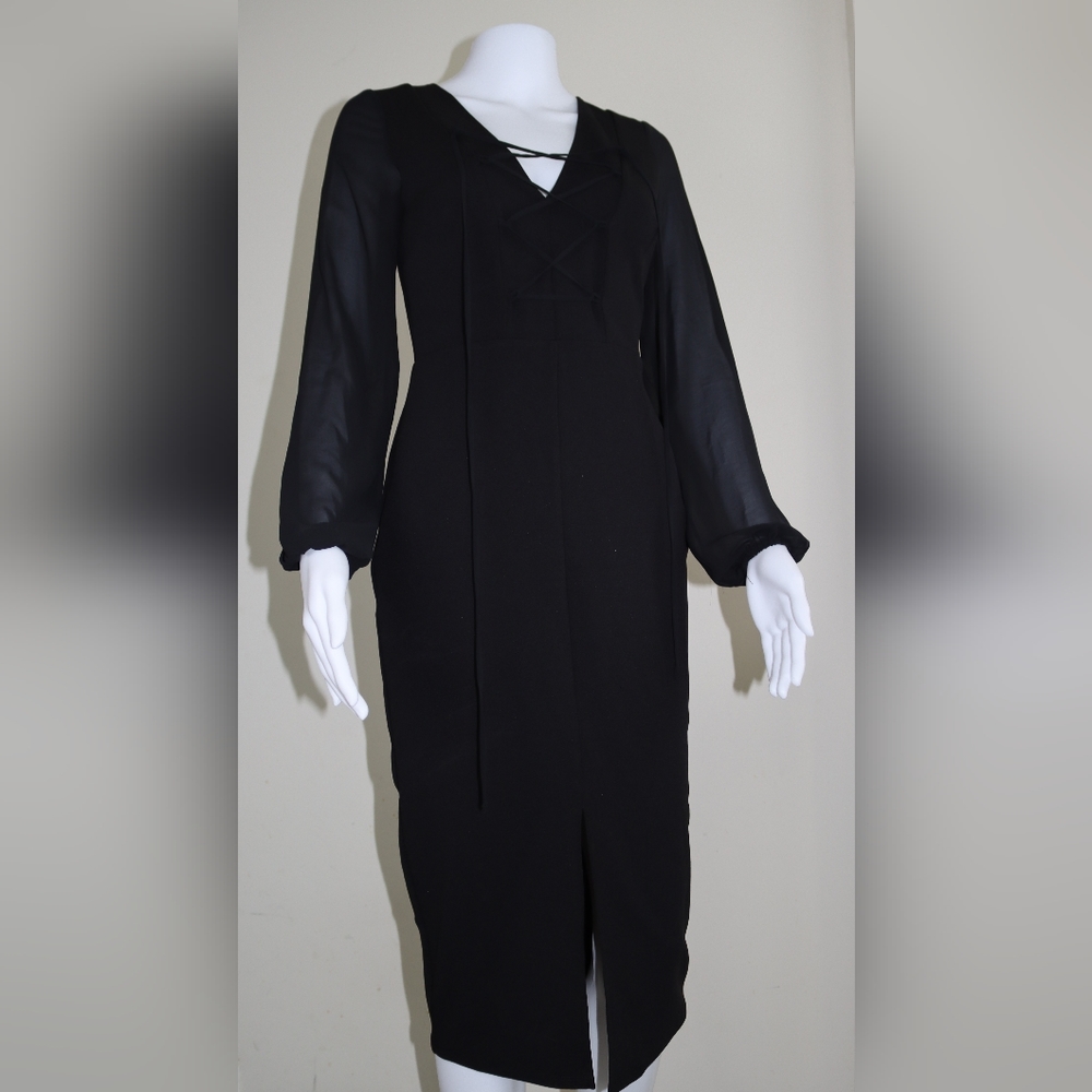 Long Sleeve Laced Front Dress